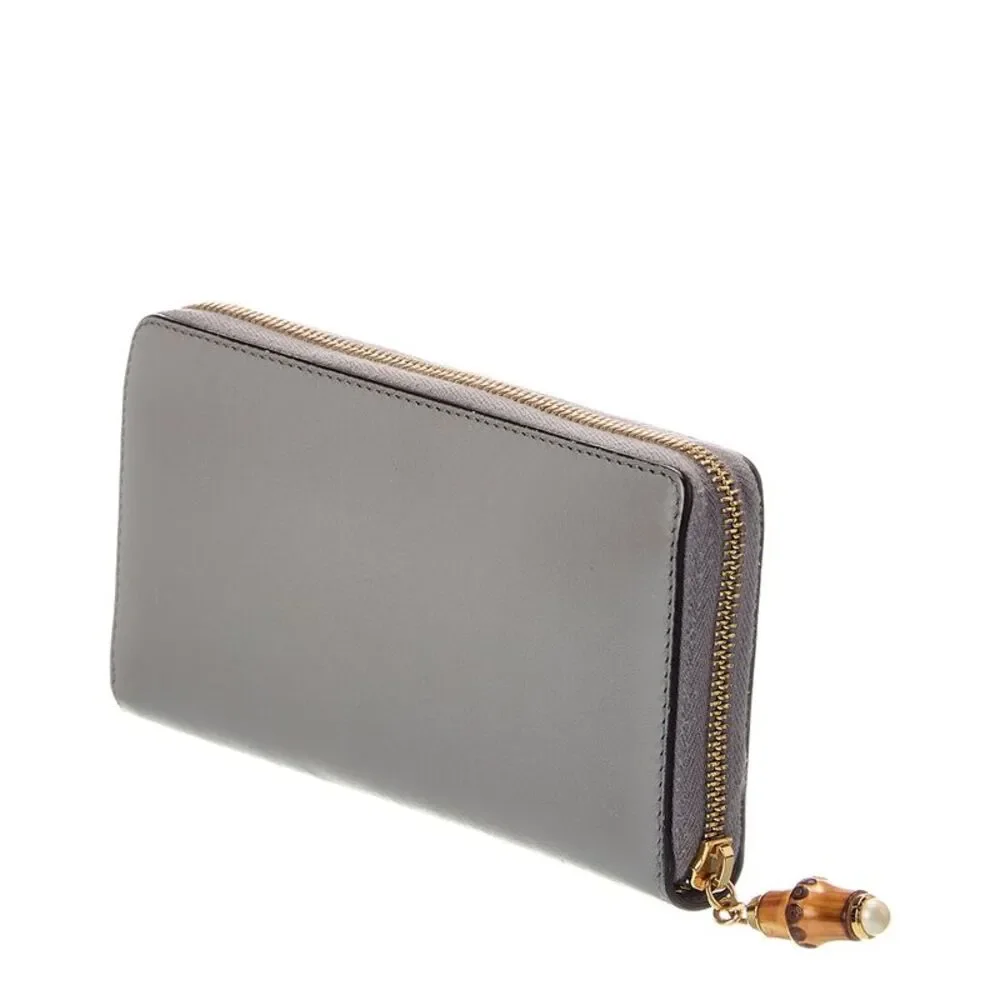 Gucci Grey Leather Bamboo Zip Wallet (Authentic Pre-Loved) - Picture 2 of 3